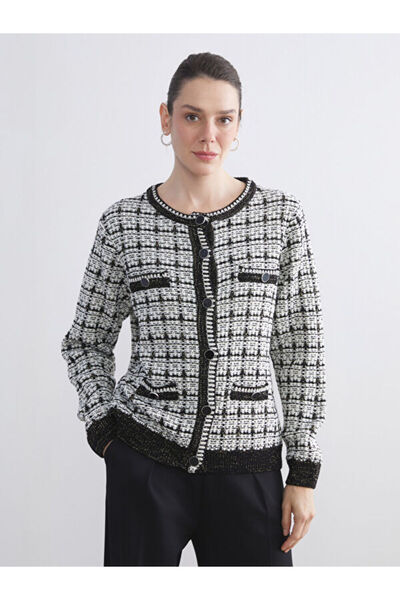 LC Waikiki طاقم الرقبة منقوشة سترة تريكو المرأة