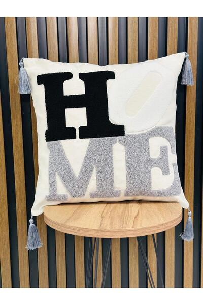 AYS DEKOR (قطعتان) غطاء وسادة منزلي مطرز ومزين بشراشيب، طقم من قطعتين، مقاس 4...