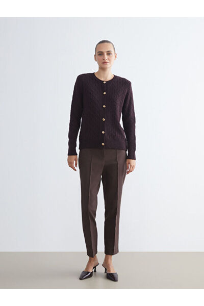 LC Waikiki Crew Neck Self Patterned Women's Knitwear Cardigan