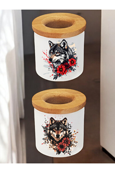 lili hediyelik Wolf Flower 2-Pack - Stationery Supplies Pen Holder, Stationer...
