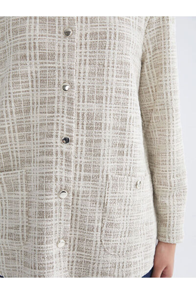 LC Waikiki Crew Neck Plaid Women's Cardigan