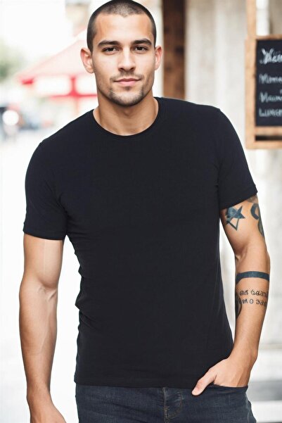 Dewberry T8569 Circular Neck Men's T-Shirt-Dark Blue-2