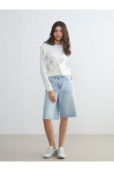 LC Waikiki V-Neck Openwork Women's Knitwear Cardigan