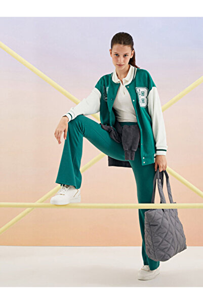 LC Waikiki Crew Neck Embroidered Long Sleeve Women's Bomber Sports Cardigan