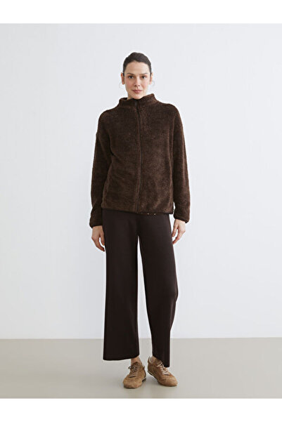 LC Waikiki Women's Fleece Cardigan with Stand Collar