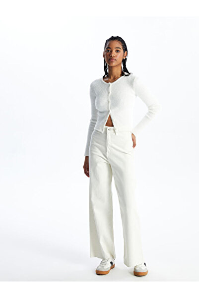 LC Waikiki Crew Neck Plain Long Sleeve Women's Knitwear Cardigan