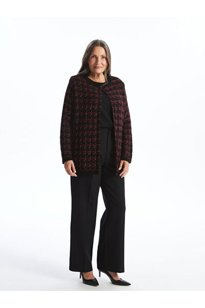 LC Waikiki Crew Neck Patterned Women's Knitwear Cardigan