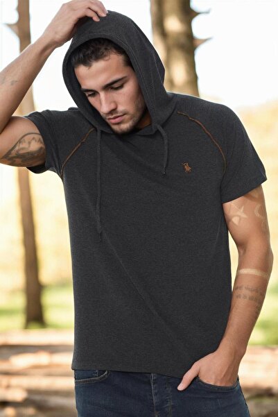 Dewberry Men's Hooded T-Shirt Cotton Basic Casual Sport Stylish Model
