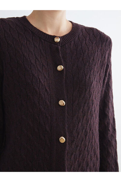 LC Waikiki Crew Neck Self Patterned Women's Knitwear Cardigan