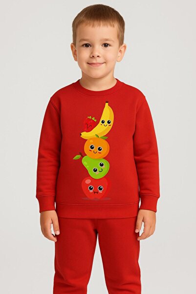 playwear Παιδικό Φούτερ Σετ με στάμπα ΦΡΟΥΤΑ για Κορίτσια και Αγόρια με Λαιμό...