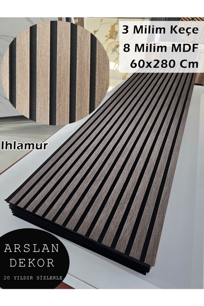 Panel 60x280 Ihlamur Akustik | Keçe Kaplamalı MDF | Modern Duvar Paneli