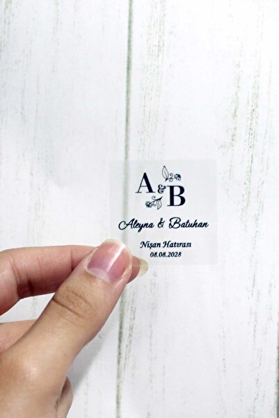 Vice Kişiye Özel Şeffaf Etiket / Düğün - Nişan Etiketi / 100 Adet Nikah etiketi (3,5 CM)
