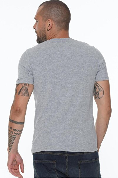 Dewberry T9568 V-Neck Men's T-Shirt-Grey