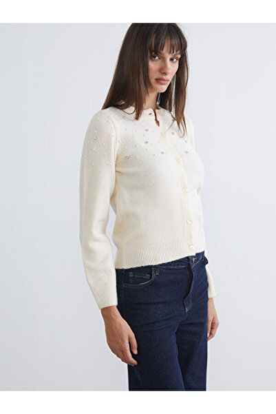 LC Waikiki Crew Neck Stone Women's Knitwear Cardigan