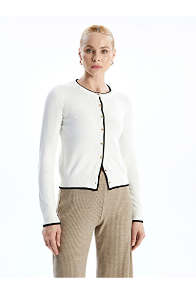 LC Waikiki Crew Neck Color Block Women's Knitwear Cardigan