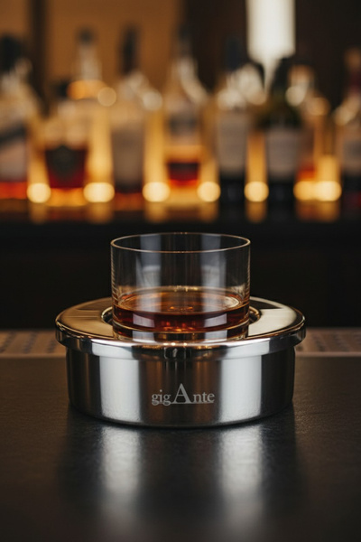 gigAnte Deluxe Handcrafted Steel Whiskey Chiller and Premium Whiskey Glass Set