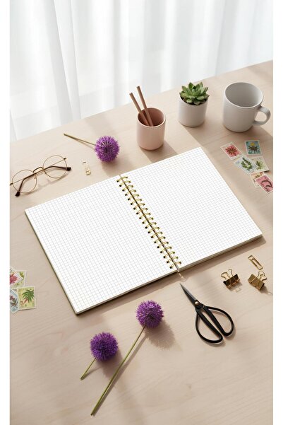 Miona A5 Spiral School Notebook 120 Pages Set of 2 2 Checkered Notebooks, Notebook