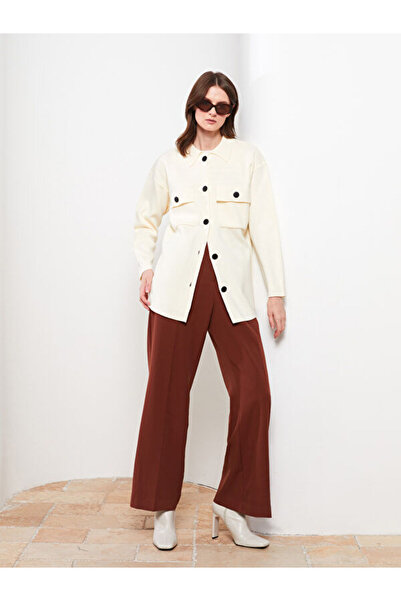 LC Waikiki Polo Neck Plain Long Sleeve Pique Women's Cardigan