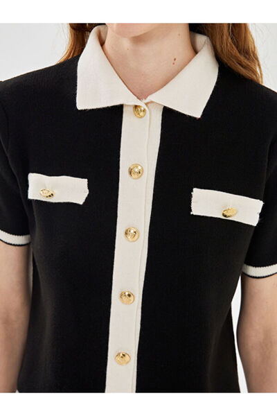 LC Waikiki Shirt Collar Color Blocked Women's Knitwear Cardigan