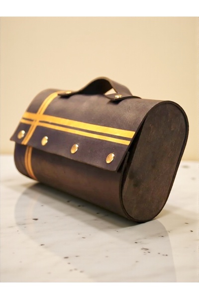 Raiffa Home Modena 2 Altın Rengi Şeritli Deri Şarap Çantası