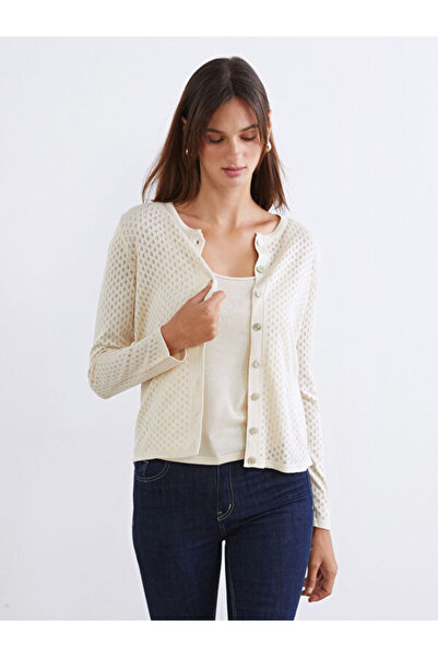 LC Waikiki Crew Neck Openwork Women's Knitwear Cardigan