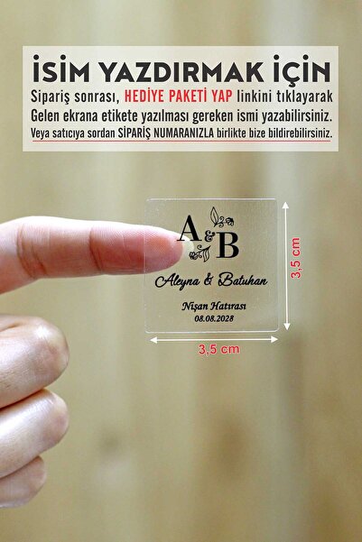 Vice Kişiye Özel Şeffaf Etiket / Düğün - Nişan Etiketi / 100 Adet Nikah etiketi (3,5 CM)