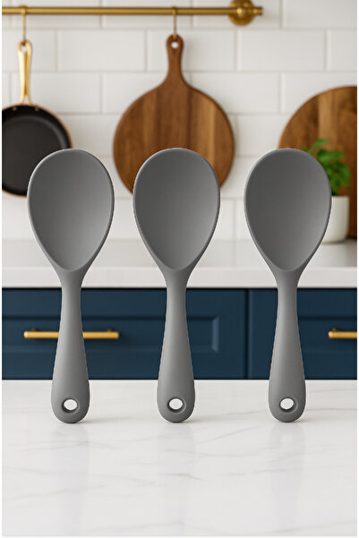 Hilamingo Home 3'lü Ultra Sert Uçlu Silikon Pilav , Servis Kaşığı Seti