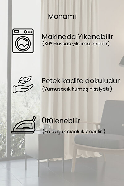 Monami Luxury First-Class Honeycomb Velvet Textured Cream Island Floor Curtain