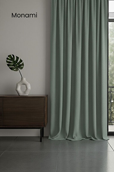 Monami Luxury First-Class Honeycomb Velvet Textured Water Green Island Wallpaper Curtain