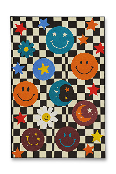 Rugs Modern Halı MOSSO Mavi Mor Tonlar Etnik Çiçekler Desenli Dokuma Taban Vi...