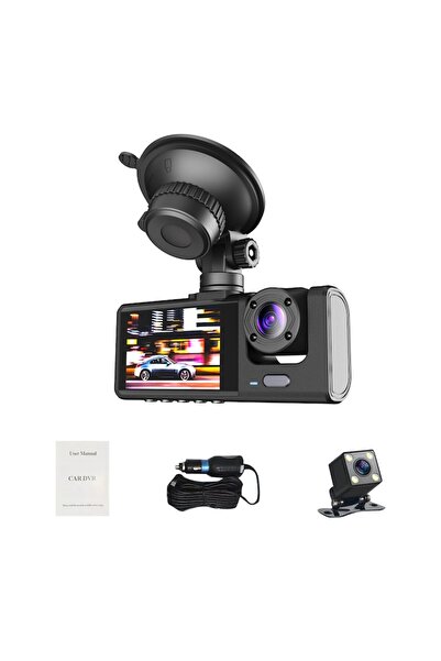 TICUSAN Cameră DVR auto, Full HD 1080P, obiectiv triplu, câmp vizual 170°, ecran IPS, vedere nocturnă, înregistrare în buclă