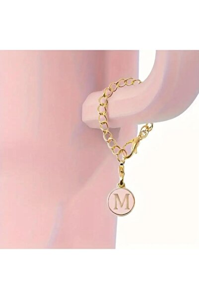 alisa M Harfi Termos Uyumlu Pembe Charm Aksesuar Sallantılı Süs