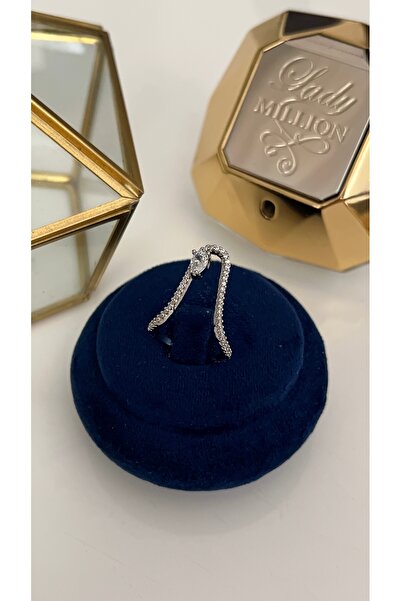 SU PERİSİ TAKI BİJUTERİ Adjustable Silver Drop Zircon Stone V Ring