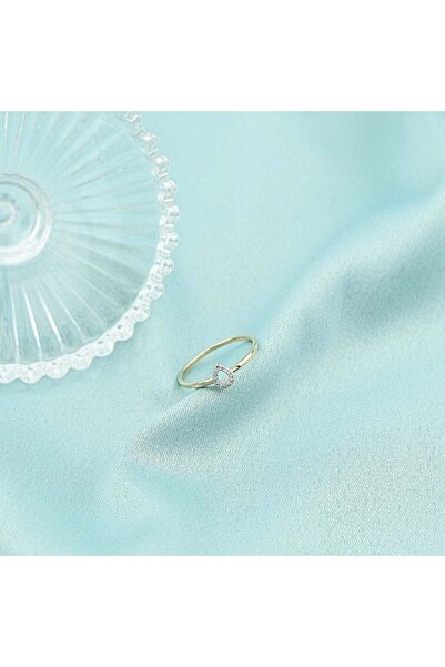 Bijuteria SORELLY 14k Gold Teardrop Ring with 0.036ct Diamonds Size 12