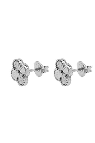 Bijuteria SORELLY 14k White Gold Flower with Striations Earrings