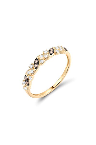 Bijuteria SORELLY 14k Gold Ring with White and Brown Diamonds 0.138 ct Size 14
