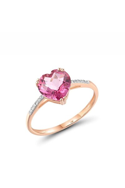Bijuteria SORELLY 14k Rose Gold Ring with 0.035ct Diamond Heart and 2.213ct Topaz Size 17
