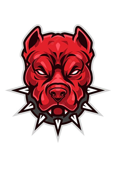 Hobi Butik Kırmızı Pitbull Araba, Motorsiklet, Kask, Laptop, Cam Sticker 14x12 Cm