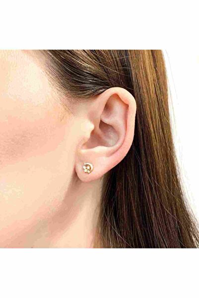 Bijuteria SORELLY 14k Gold Crescent and Star Earrings with Zirconia Stones