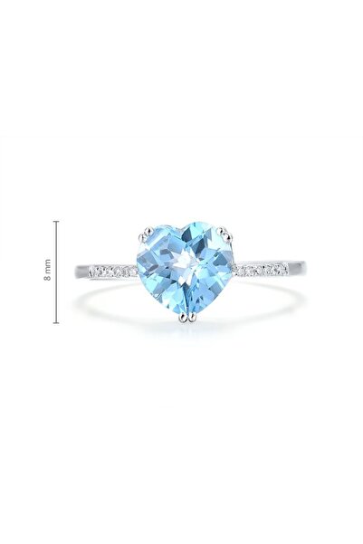 Bijuteria SORELLY 14k White Gold Ring with 0.036ct Diamond Heart and 1.00ct Topaz Size 17