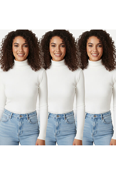 Nerth Women's Turtleneck Corded Fabric Ribbed Knit Bodysuit 3-Piece Set