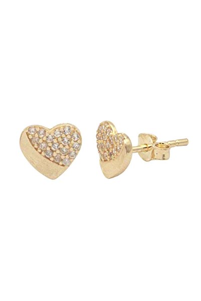 Bijuteria SORELLY 14k Gold Heart Earrings with Zirconia Stones
