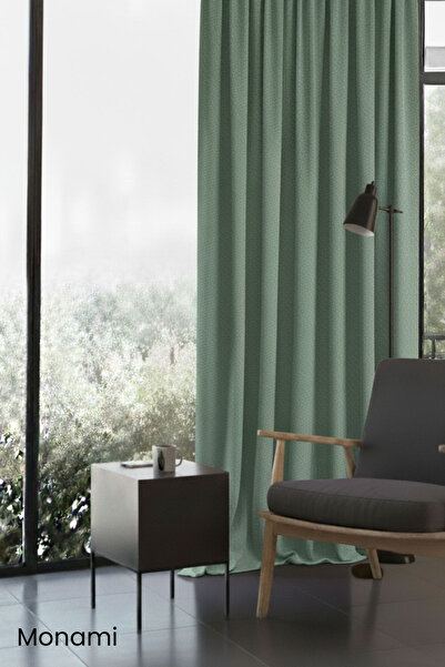 Monami Luxury First-Class Honeycomb Velvet Textured Water Green Island Wallpaper Curtain