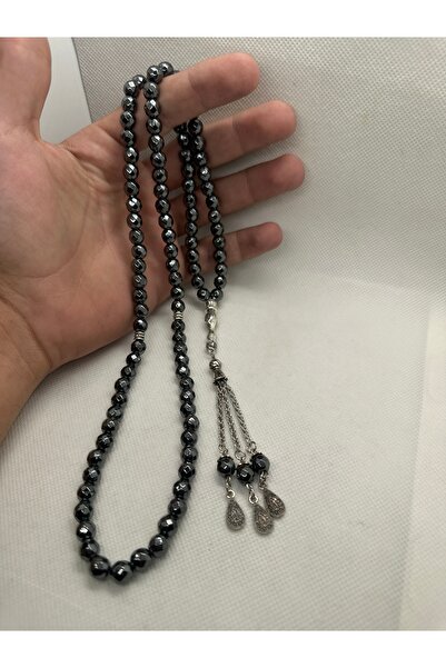 grsoyuncak سبحة صلاة من حجر الهيماتيت الطبيعي 99 حبة بحجم 8 مم