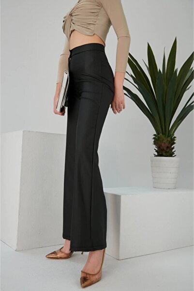 MİSPİER Matte Leather High Waist Palazzo Pants