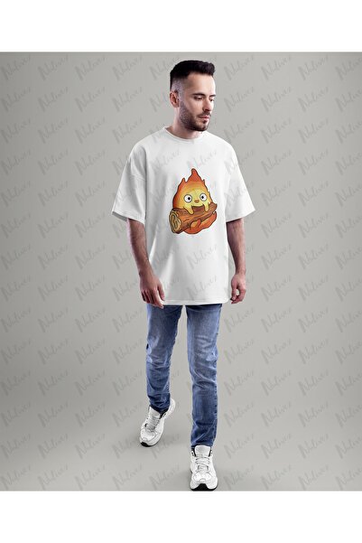 Nulivez Anime Studio Ghibli Calcifer Character Printed High Quality Compact Unisex Oversized T-Shirt