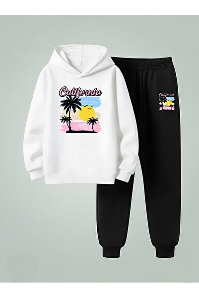 LORVEX Set cu glugă pentru copii COLOR PALM TREE Imprimat în 3 culori, Sweats...