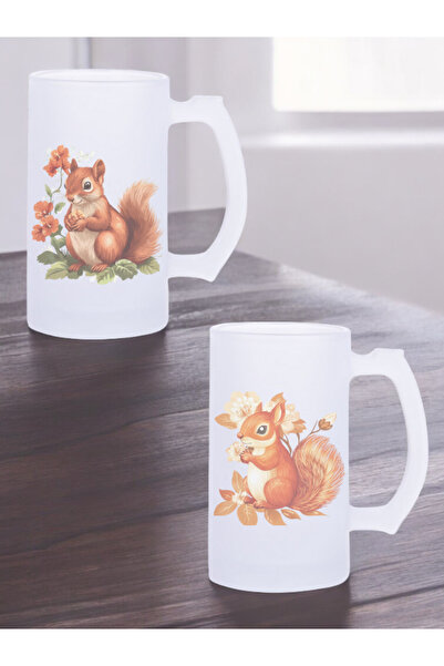 lili hediyelik Squirrel 2-Piece Beer Glasses - Frosted Beer Glasses, Beer Glasses Models