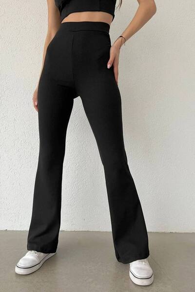 MİSPİER Kadın Siyah İspanyol Şardonlu Fitilli Tayt