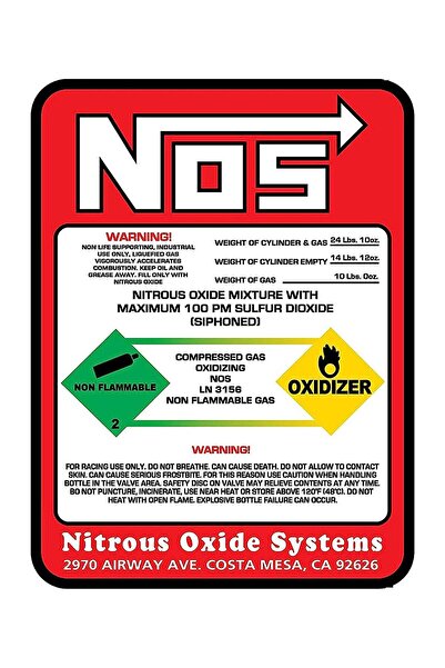 Hobi Butik 15x12 Cm Nos Tüp Sticker Araba Sticker Etiket